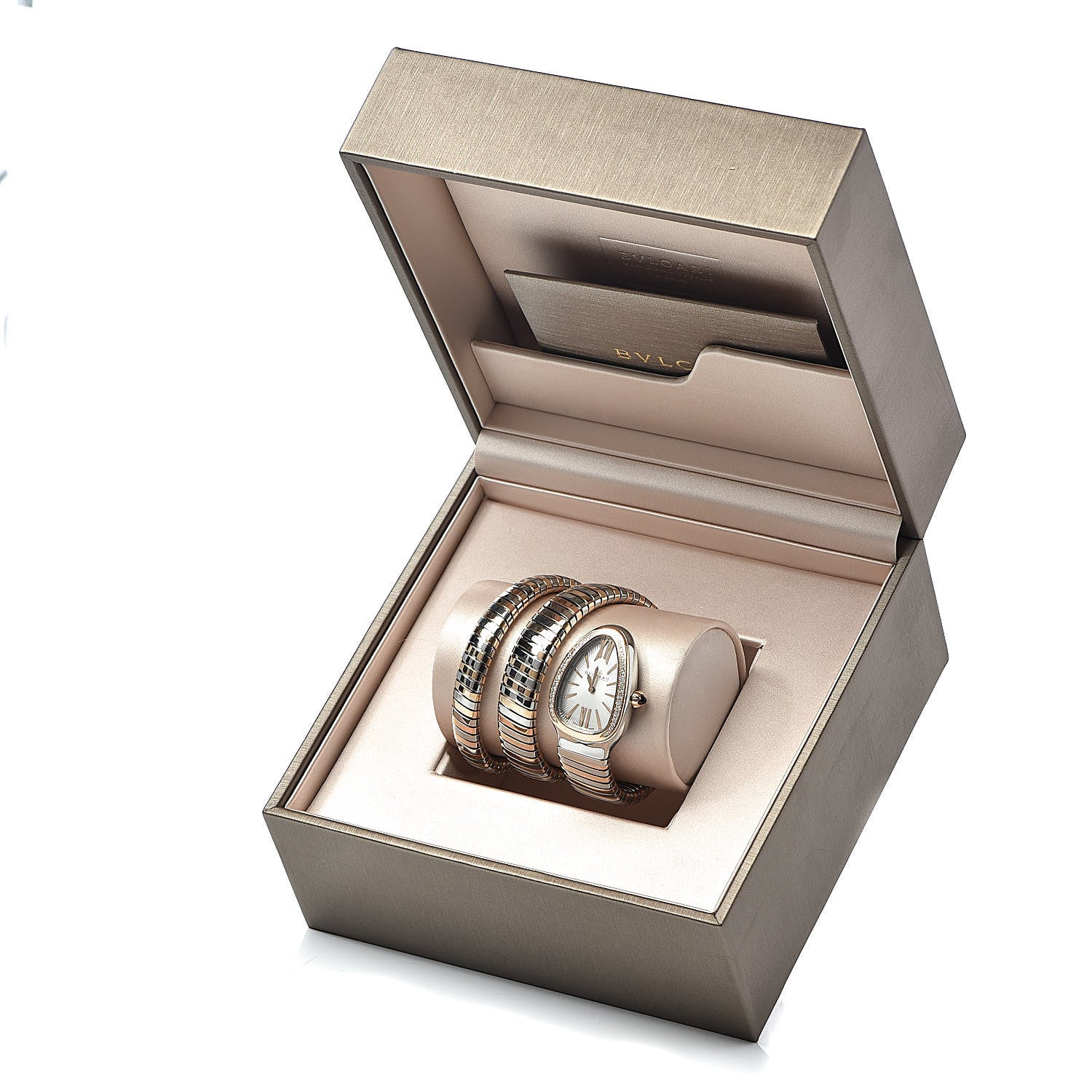 Bulgari Stainless Steel 18K Rose Gold Diamond Bezel 35mm Serpenti Tubogas Double Spiral Quartz Watch 6 of 6