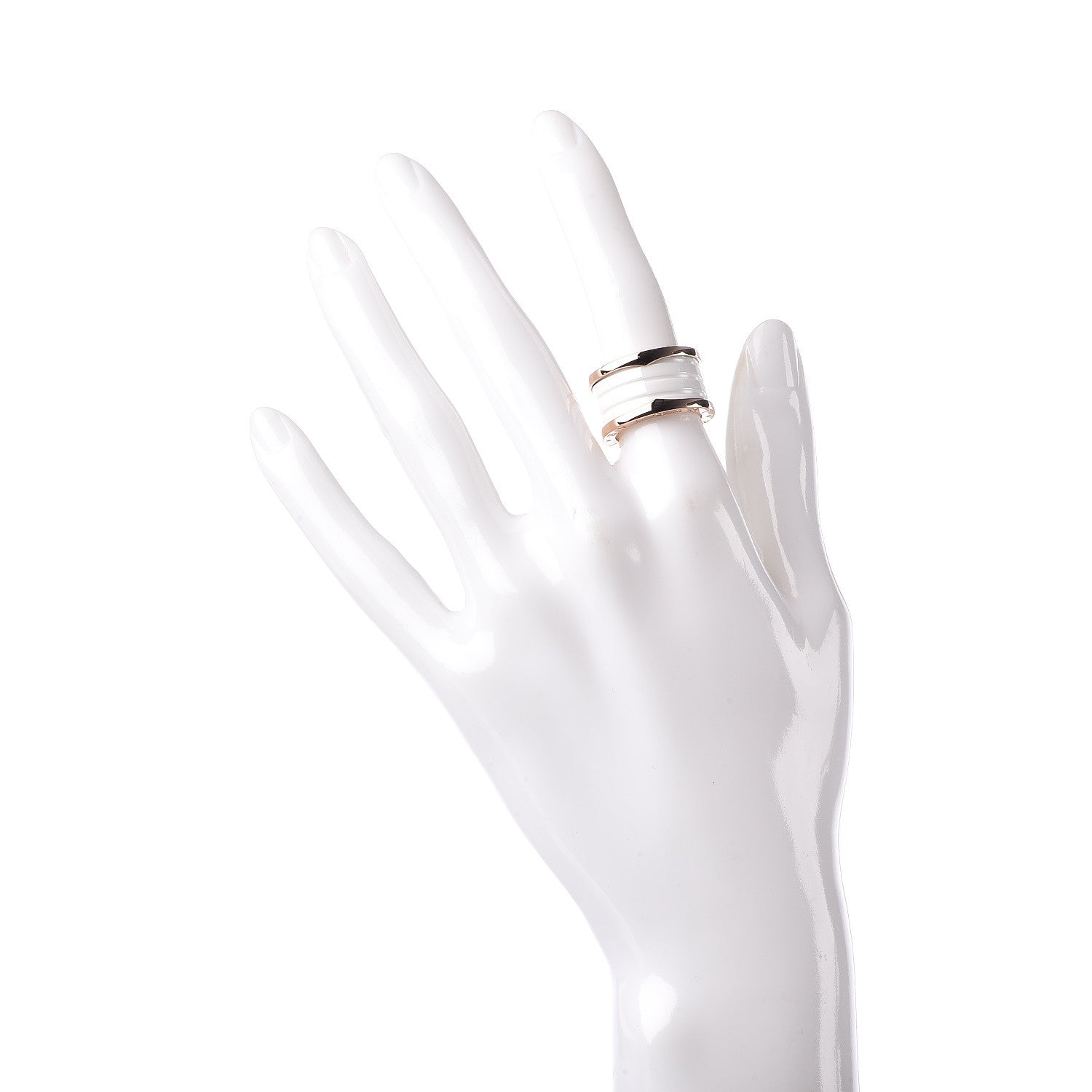 Bulgari 18K Rose Gold White Ceramic B.Zero1 Four-Band Ring 51 5.75 2 of 5