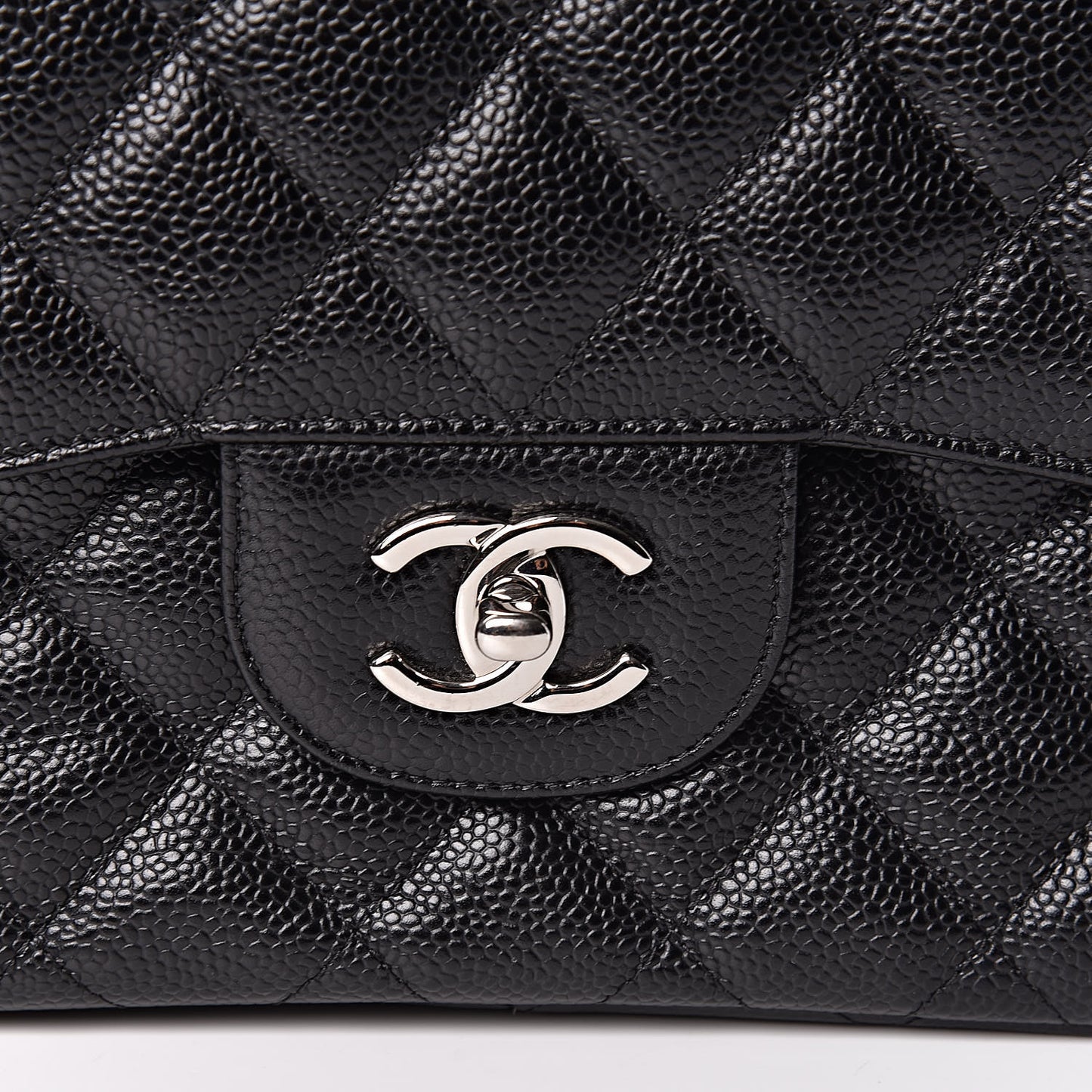 Caviar Quilted Jumbo Double Flap Black