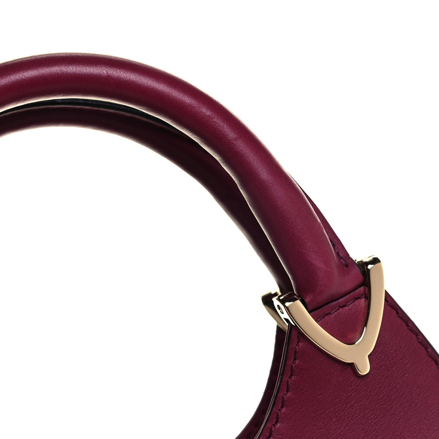 Calfskin Medium Stirrup Top Handle Bag Burgundy
