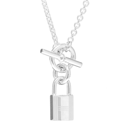 Hermes Sterling Silver Cadenas Kelly Lock Pendant Necklace 4 of 5