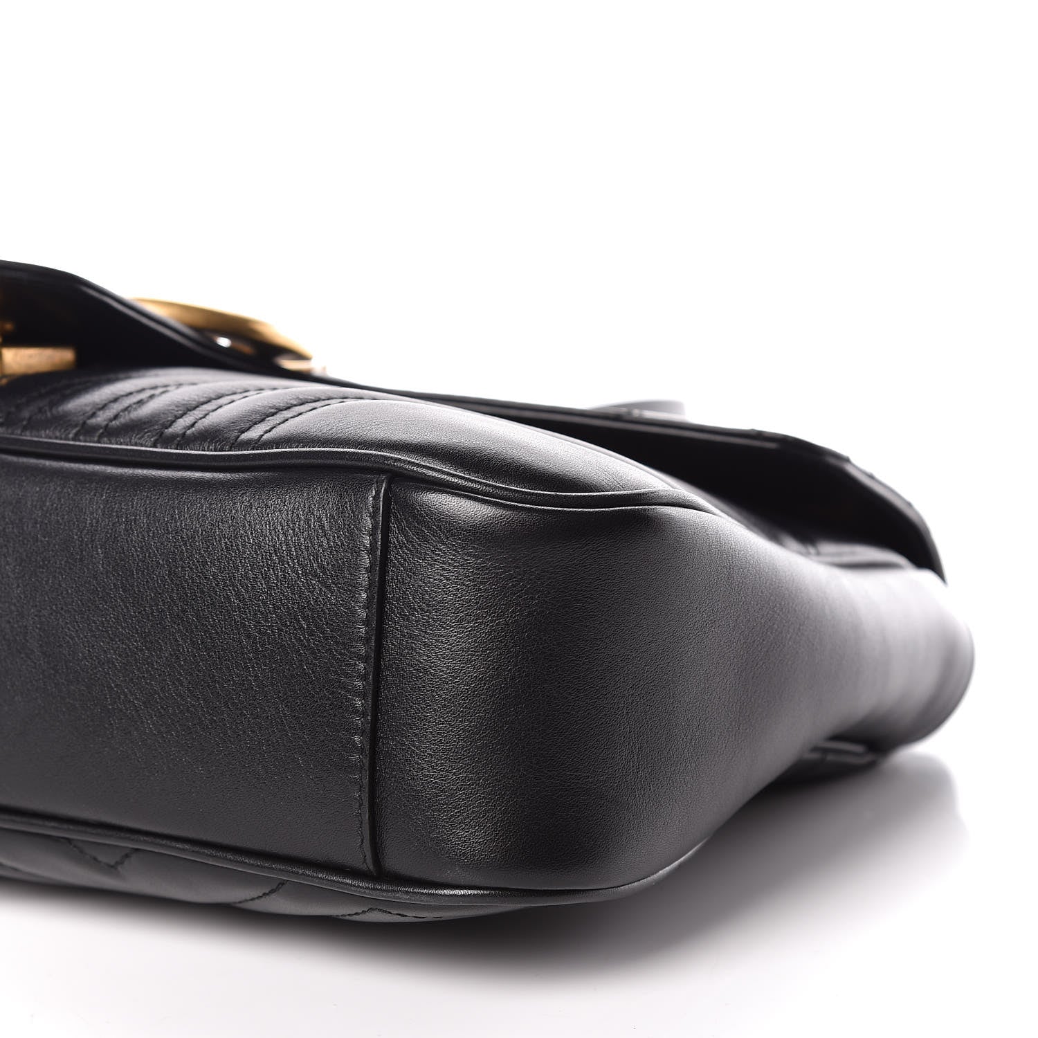 Gucci Calfskin Matelasse Medium GG Marmont Shoulder Bag Black 6 of 13
