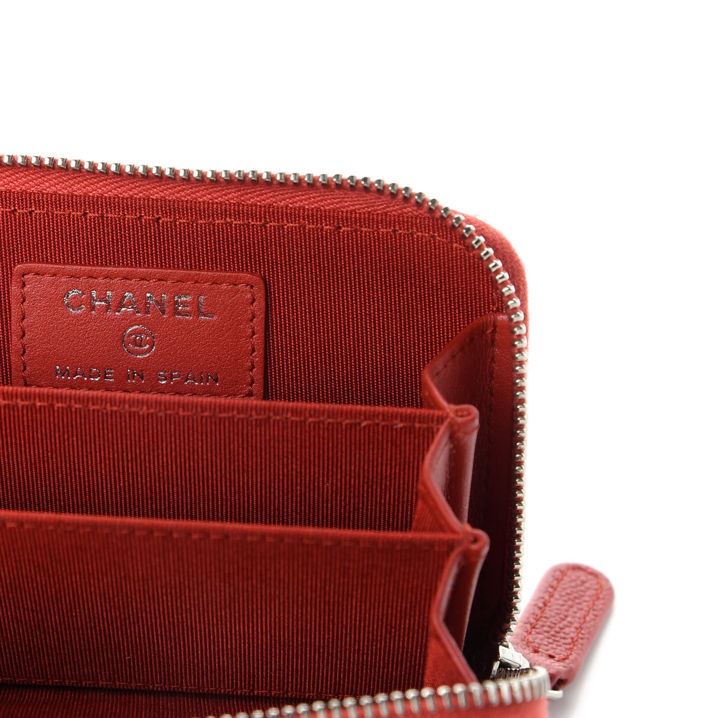 Caviar Quilted Zip Coin Purse Red
