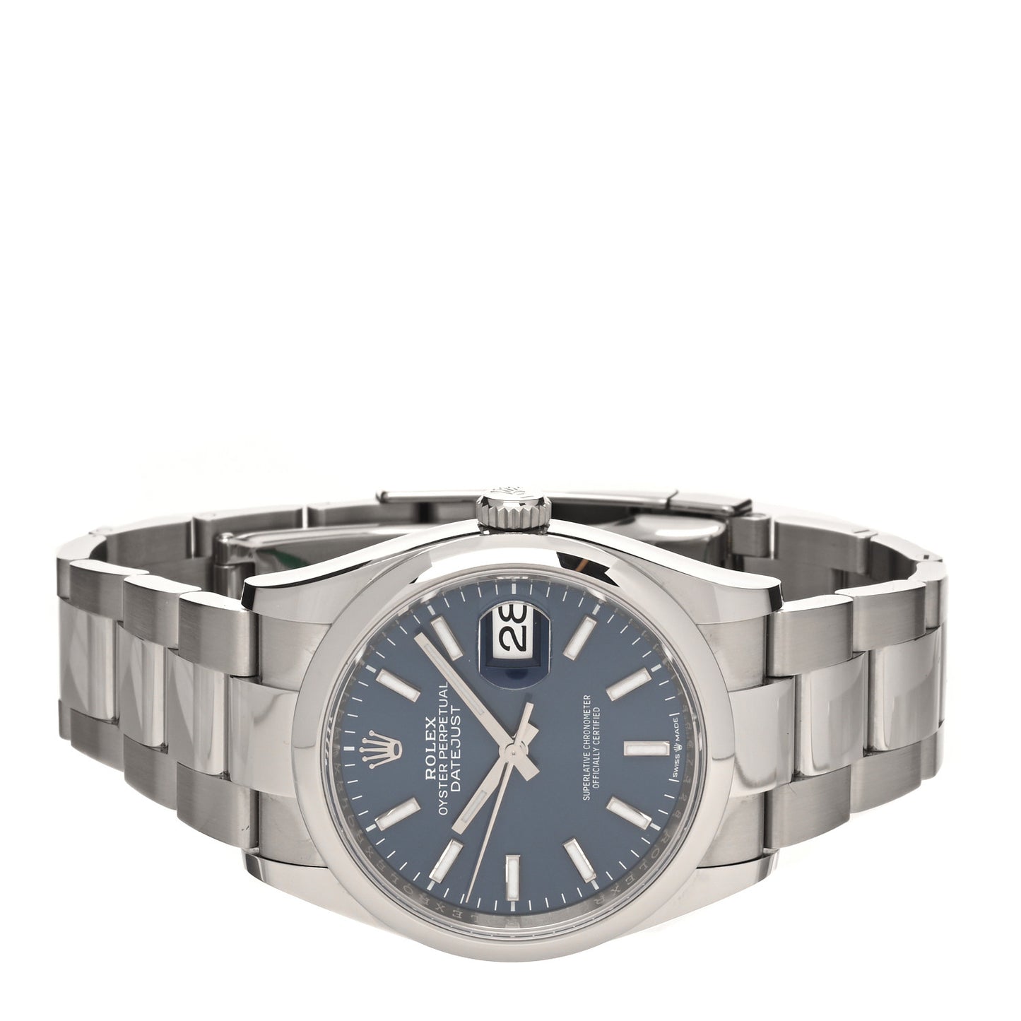 Stainless Steel 36mm Oyster Perpetual Datejust Watch Bright Blue 126200