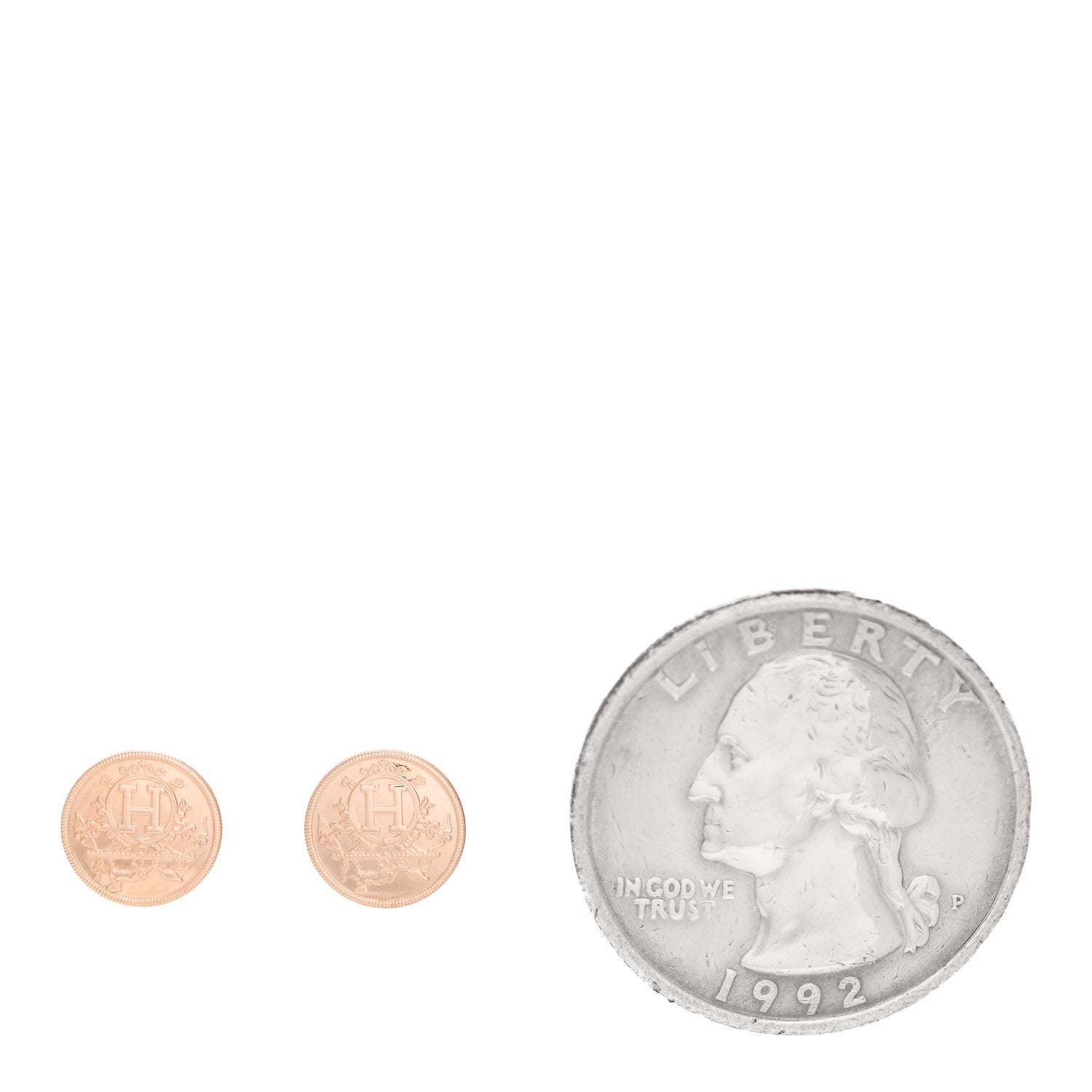 Hermes 18K Rose Gold TPM Ex-Libris Stud Earrings 2 of 5
