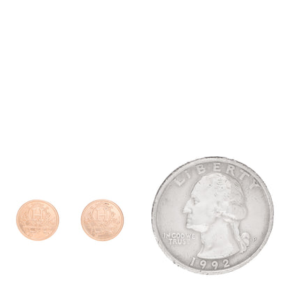 Hermes 18K Rose Gold TPM Ex-Libris Stud Earrings 2 of 5