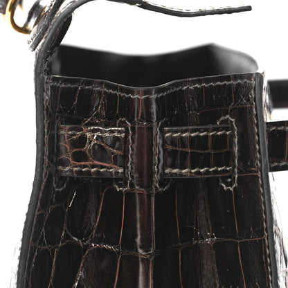 Hermes Shiny Niloticus Crocodile Kelly Sellier 28 Macassar 16 of 38