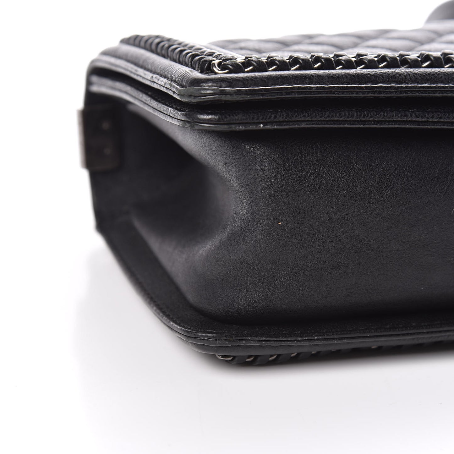 Calfskin Quilted Medium Boy Top Handle Flap Black