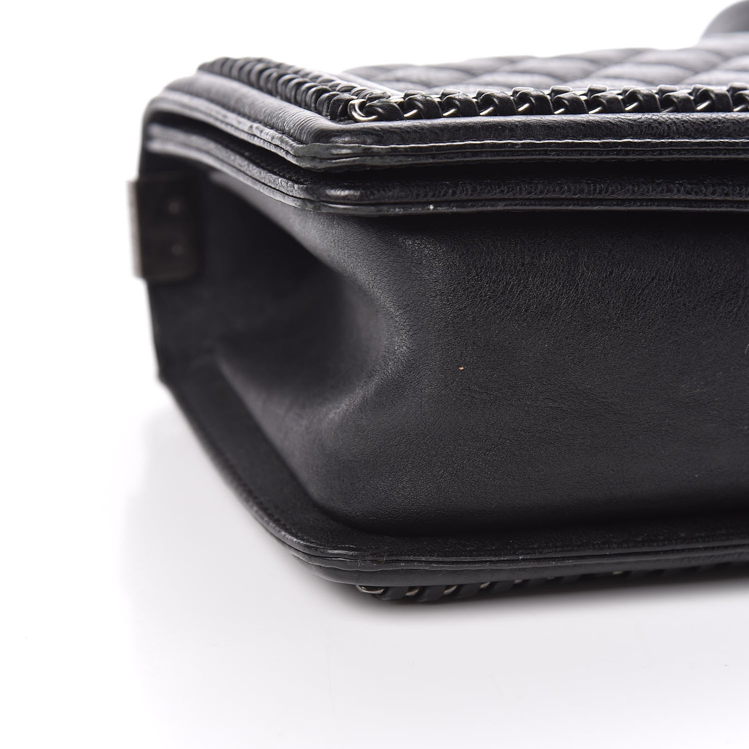 Chanel Calfskin Quilted Medium Boy Top Handle Flap Black 6 of 13