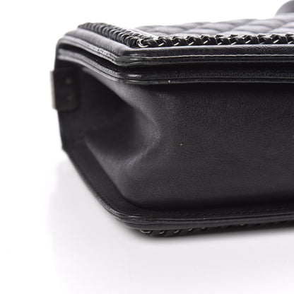 Chanel Calfskin Quilted Medium Boy Top Handle Flap Black 6 of 13