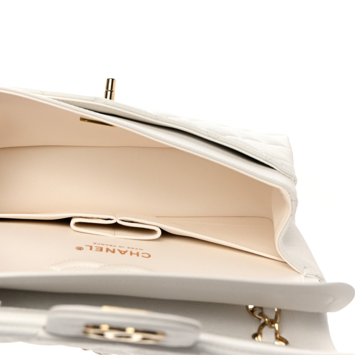 Caviar Quilted Small Double Flap White