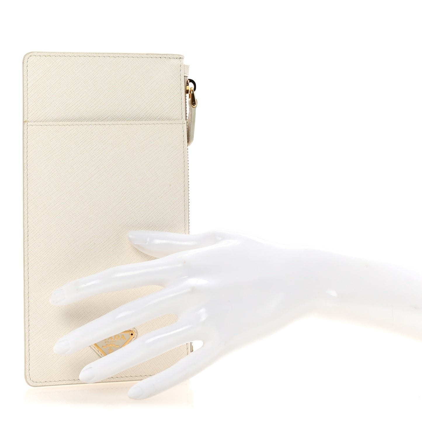 Saffiano Triangle Phone Case Pouch White