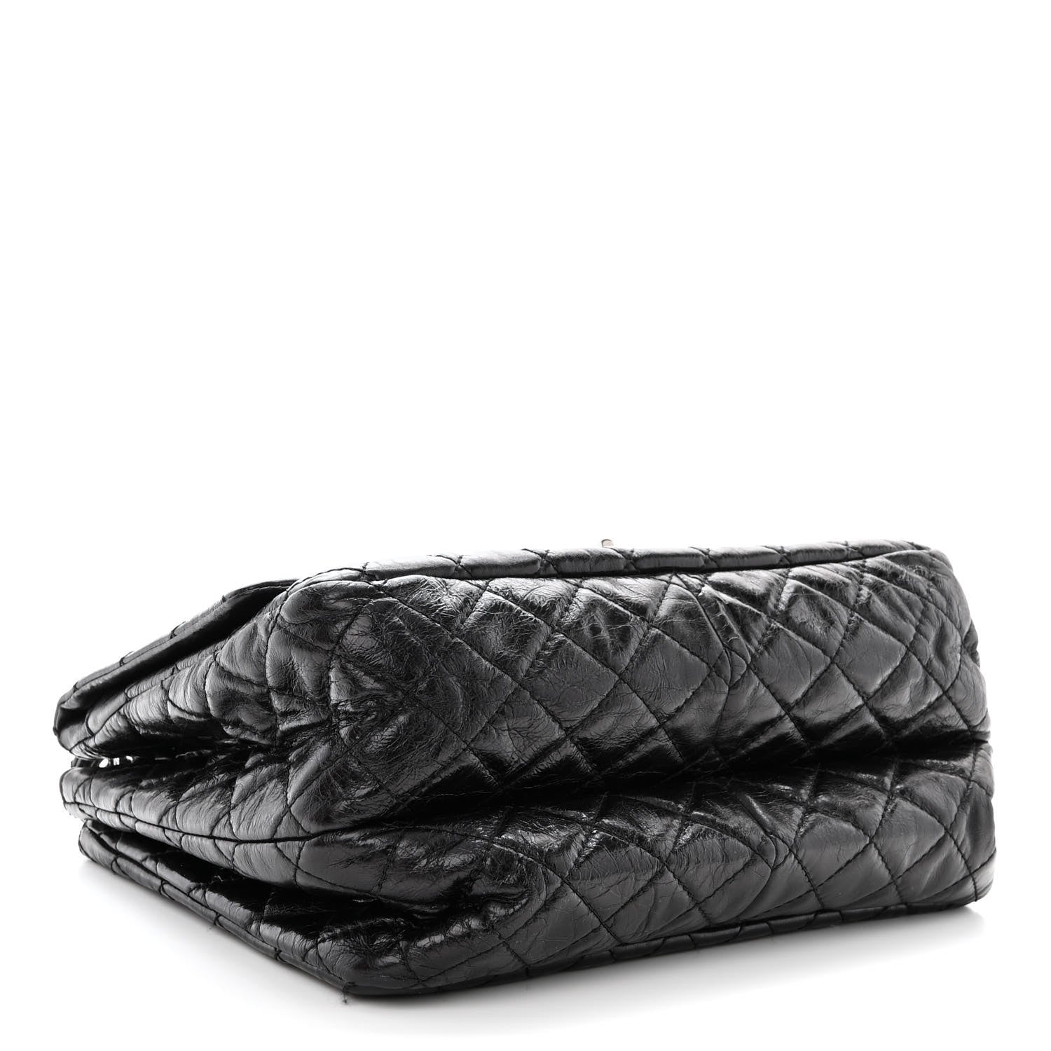 Chanel Metallic Aged Calfskin Quilted Reissue 2.55 Accordion Flap Black 4 of 12