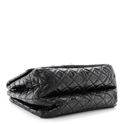 Chanel Metallic Aged Calfskin Quilted Reissue 2.55 Accordion Flap Black 4 of 12