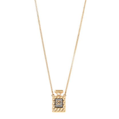 Chanel Crystal Pearl Perfume Bottle CC Necklace Gold Black 1 of 5