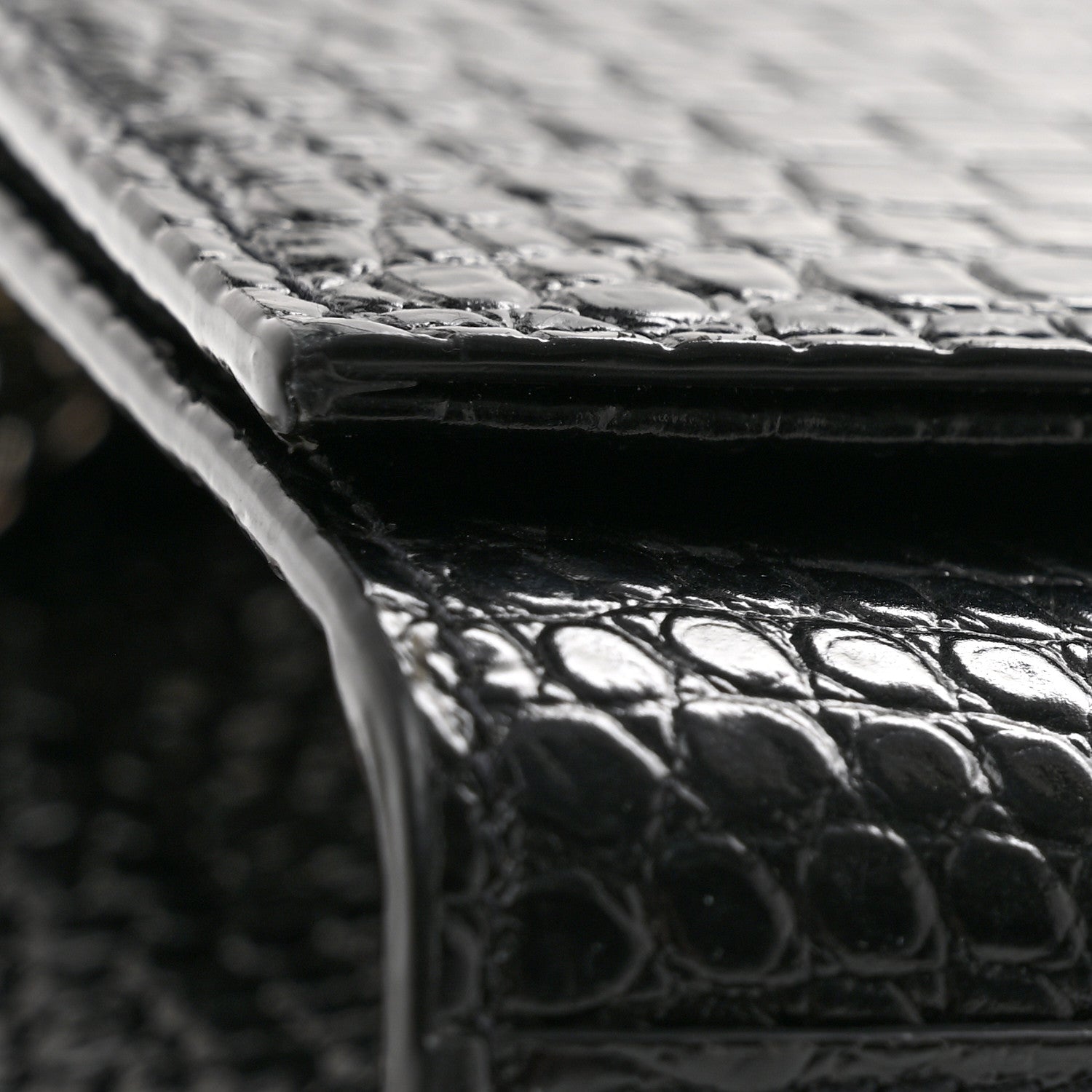 Saint Laurent Calfskin Crocodile Embossed Small Classic Monogram Kate Tassel Satchel Black 12 of 13