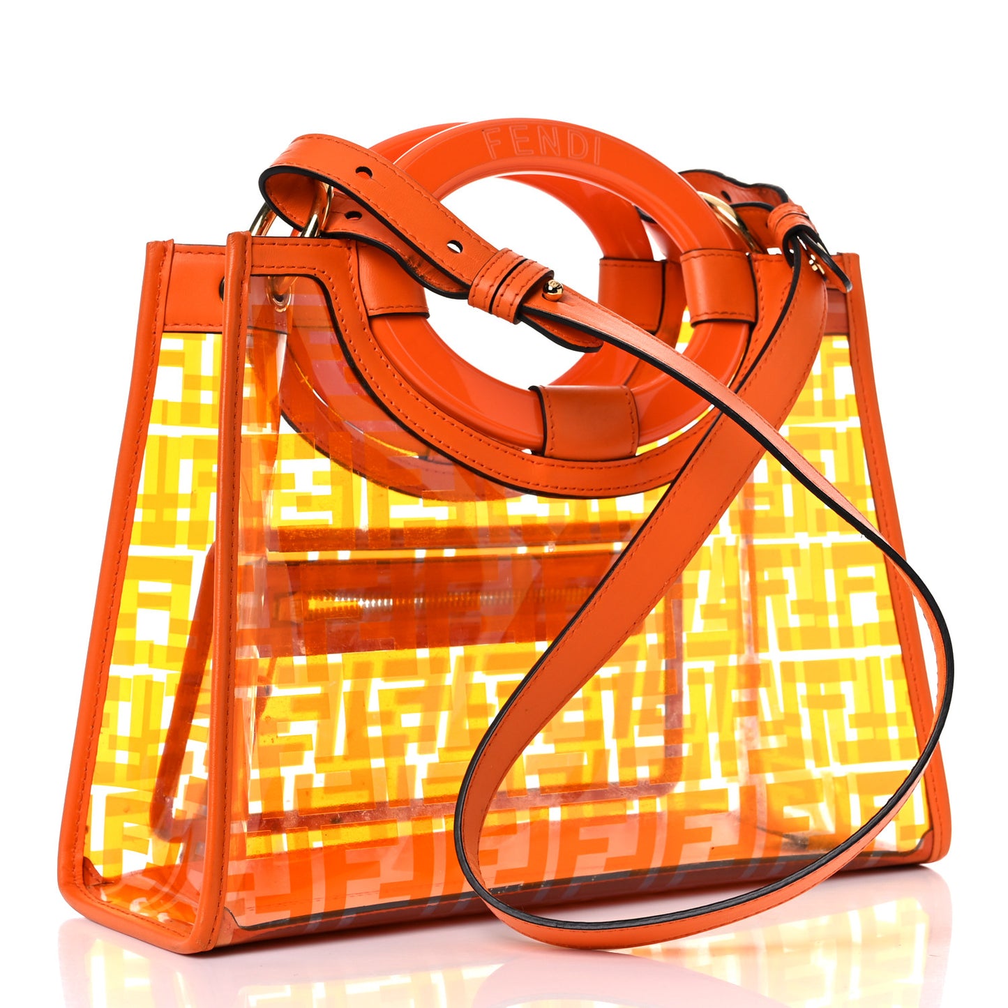 TPU FF Vitello Century Plexiglass Small Runaway Shopper Tote Aranciata