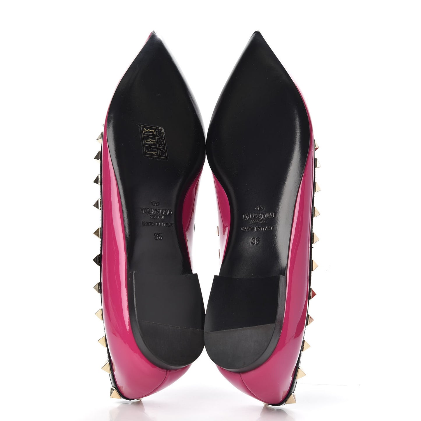 Patent Rockstud Ballerina Flats 36 Fuxia Black
