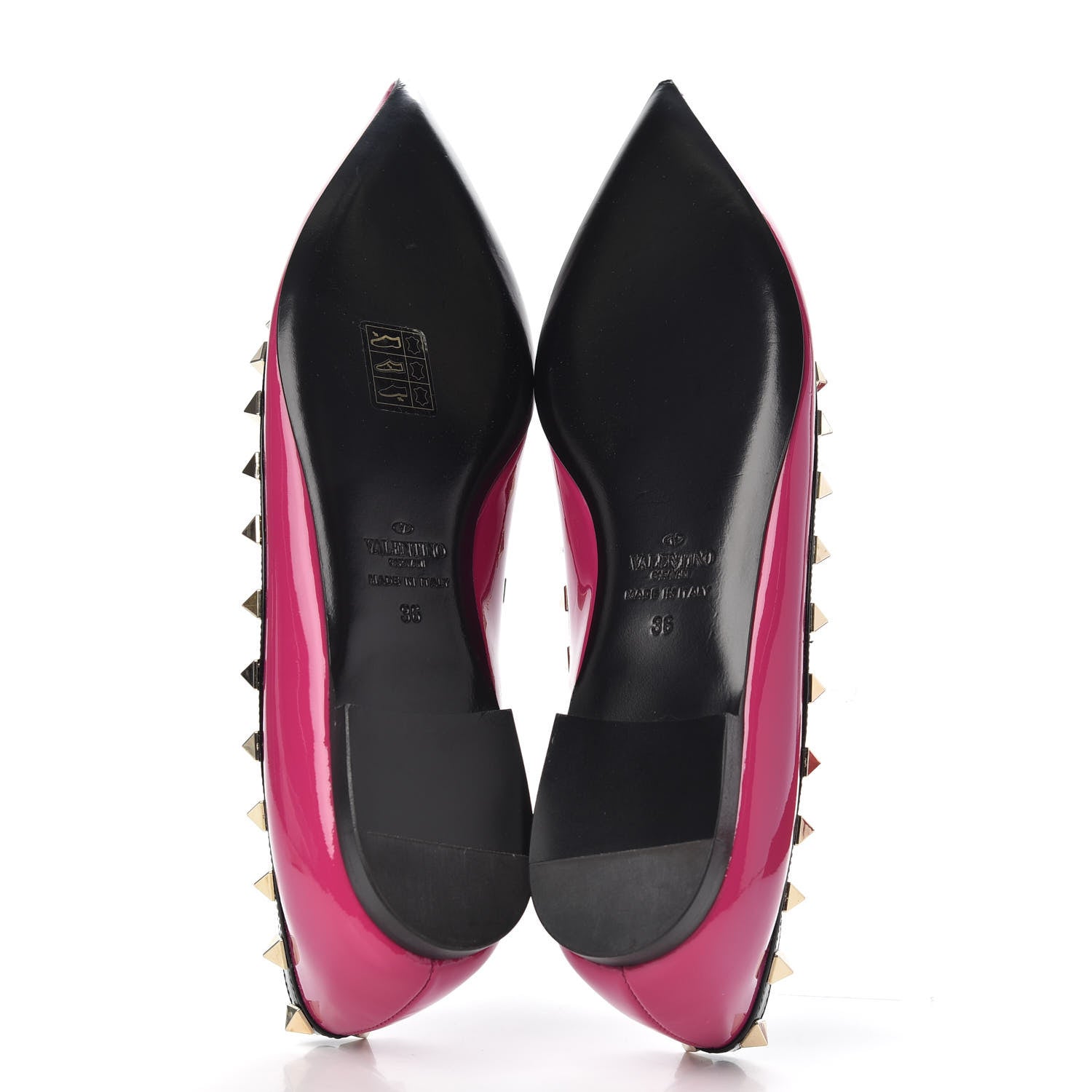 Valentino Garavani Patent Rockstud Ballerina Flats 36 Fuxia Black 5 of 9