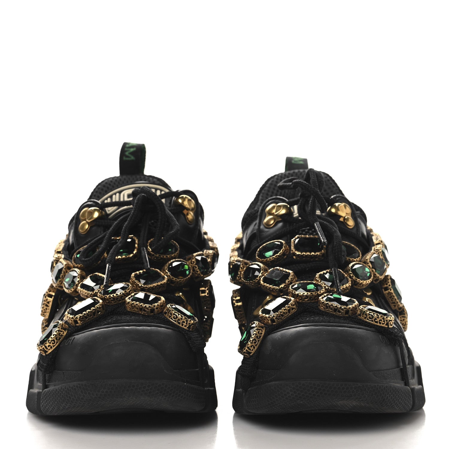 Gucci X SEGA Mesh Suede Calfskin Removable Crystals Womens Flashtrek Sneakers 35.5 Black Silver 3 of 8