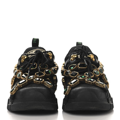 Gucci X SEGA Mesh Suede Calfskin Removable Crystals Womens Flashtrek Sneakers 35.5 Black Silver 3 of 8