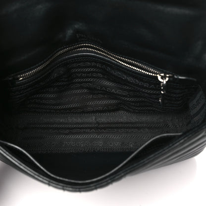 Prada Soft Calfskin Impunture Diagramme Medium Chain Flap Shoulder Bag Black 5 of 9