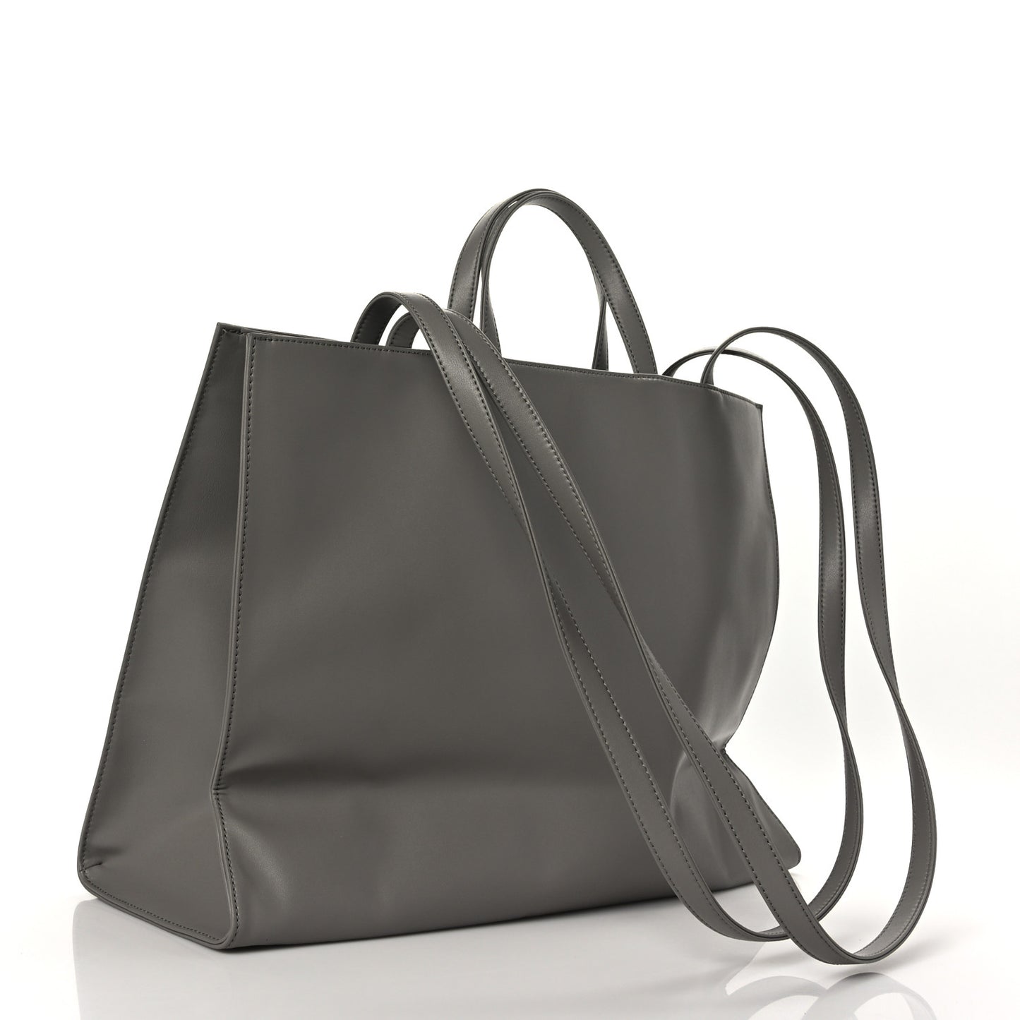 Vegan Leather Large Shopping Bag Grey