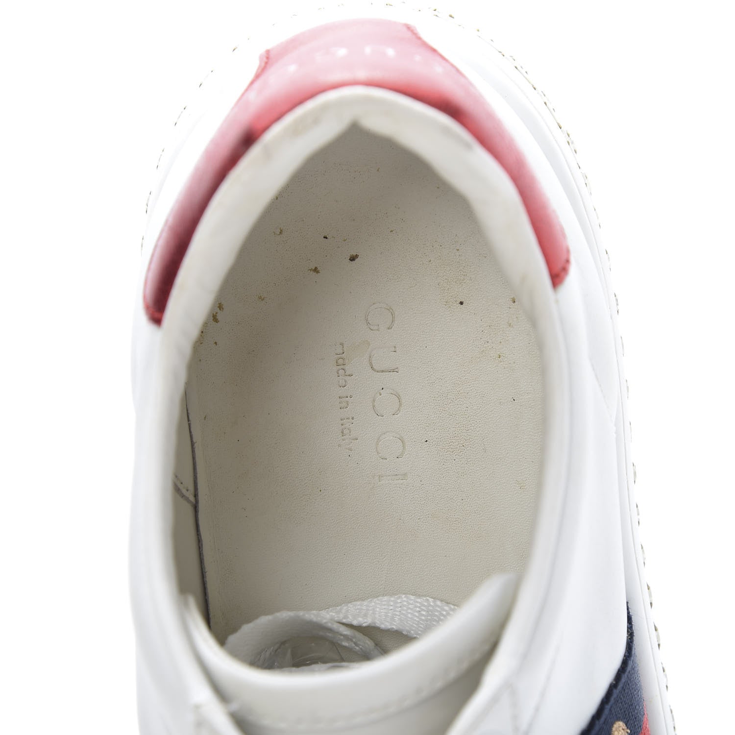 Gucci Calfskin Crystal Web Bee Embroidered Womens Ace Platform Sneakers 36 White 9 of 13