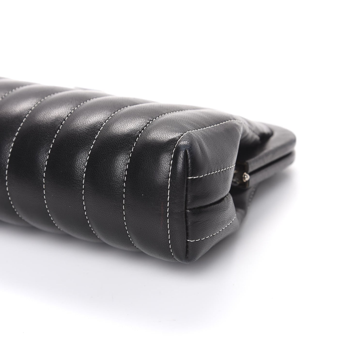 Lambskin Vertical Quilted Mademoiselle Clutch Black