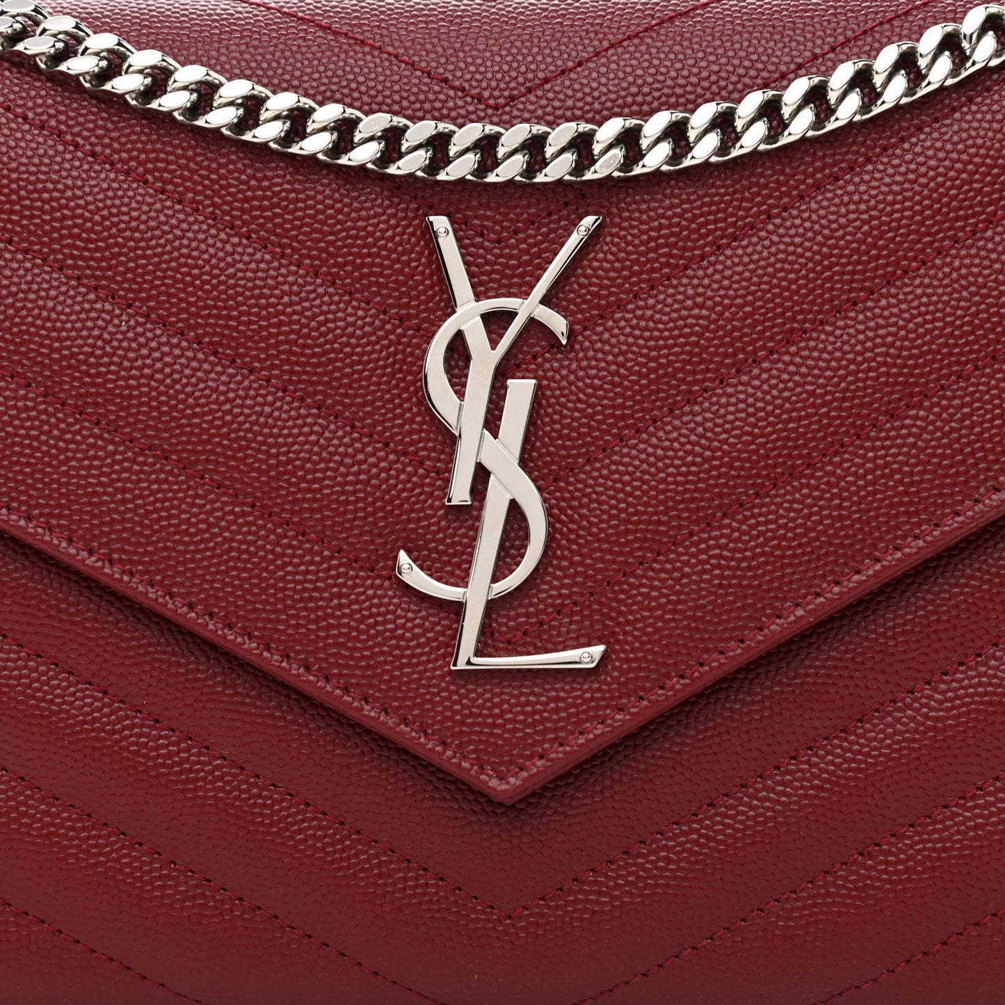 Grain De Poudre Matelasse Chevron Monogram Chain Wallet Palissandre