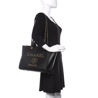 Chanel Caviar Small Studded Deauville Tote Black 2 of 11