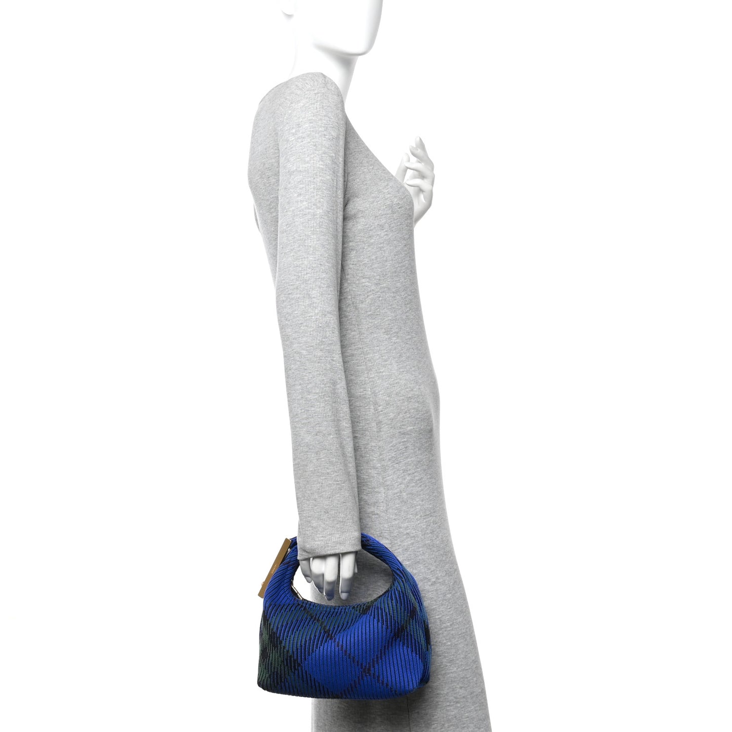 Canvas Knitted Check Mini Peg Duffle Bag Knight