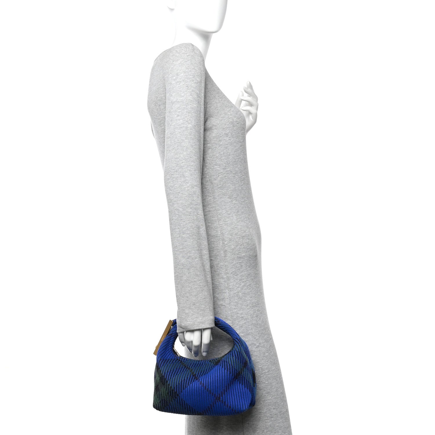 Burberry Canvas Knitted Check Mini Peg Duffle Bag Knight 2 of 9