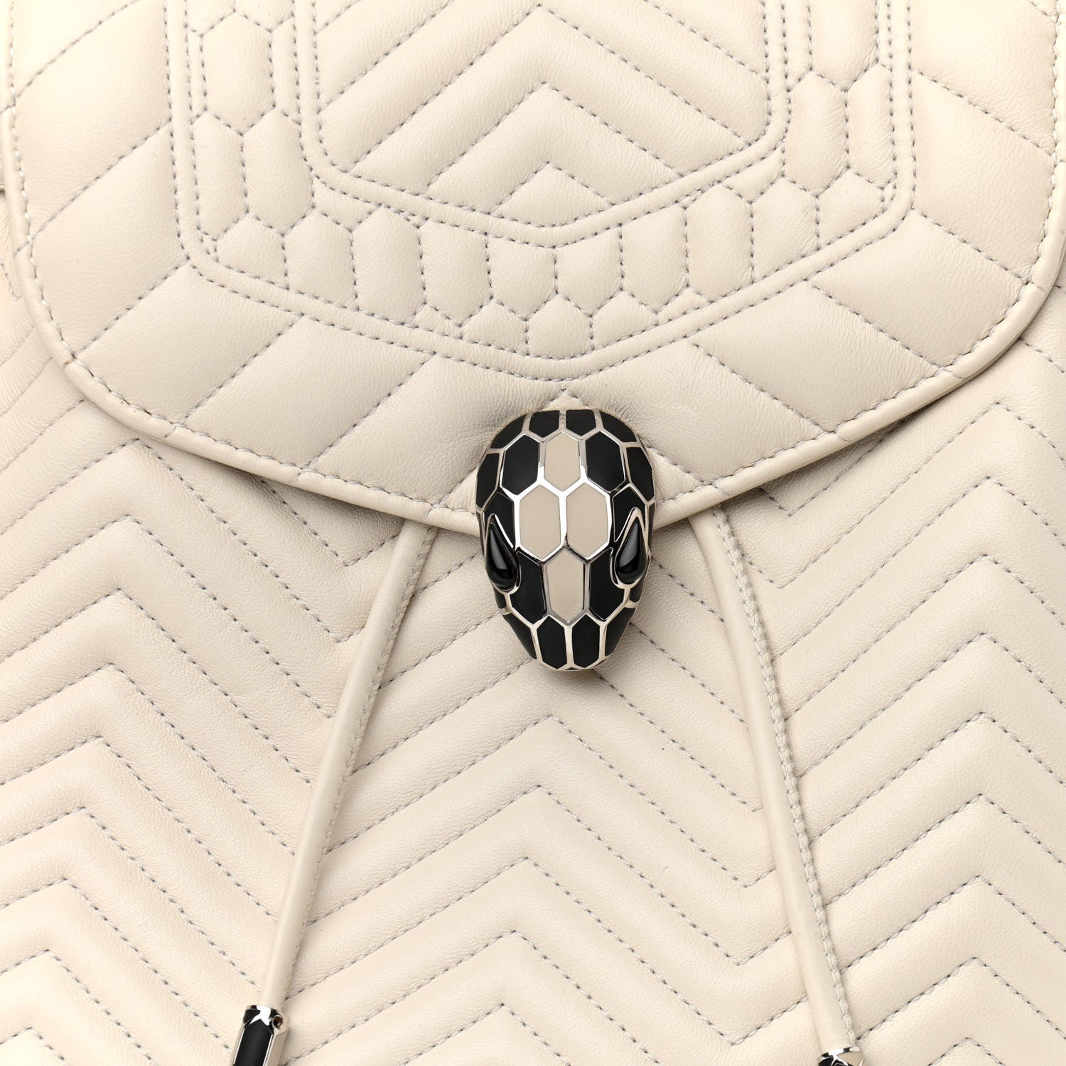 Bulgari Calfskin Quilted Serpenti Forever Backpack White 7 of 11