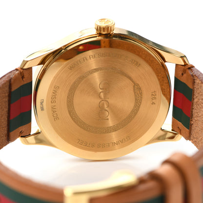 Gucci Stainless Steel Calfskin 38mm G-Timeless Stripe Web Quartz Watch Brown 4 of 4