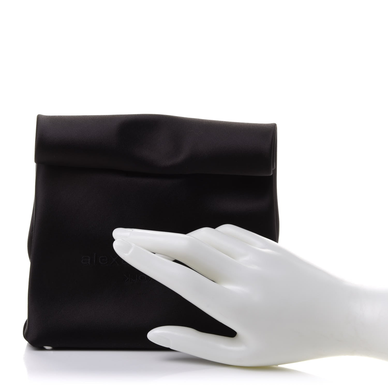 Alexander Wang Satin Lunch Bag Clutch Black 2 of 10