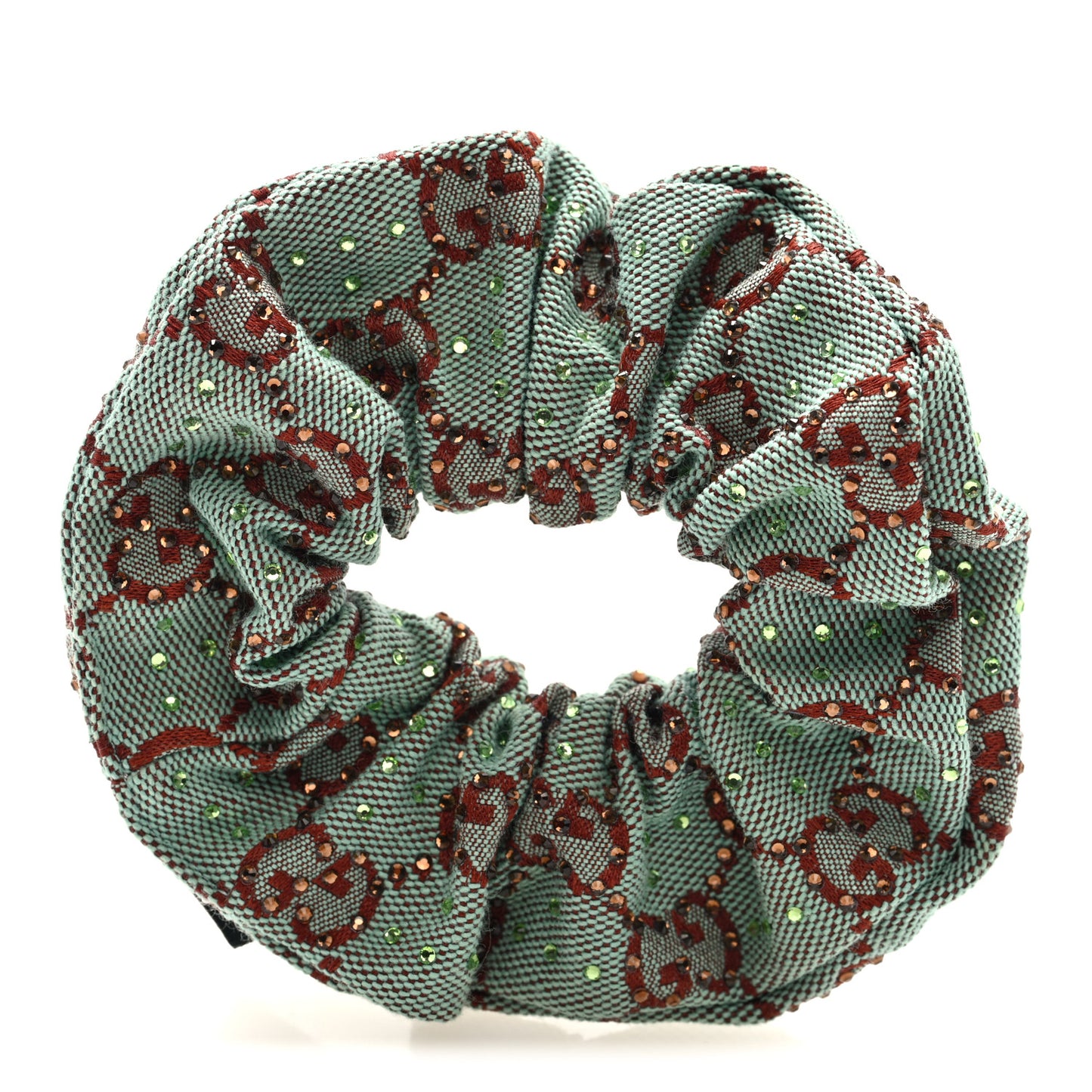 GG Canvas Crystal Monogram Scrunchie Hair Tie Bluette Red
