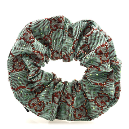 Gucci GG Canvas Crystal Monogram Scrunchie Hair Tie Bluette Red 1 of 4