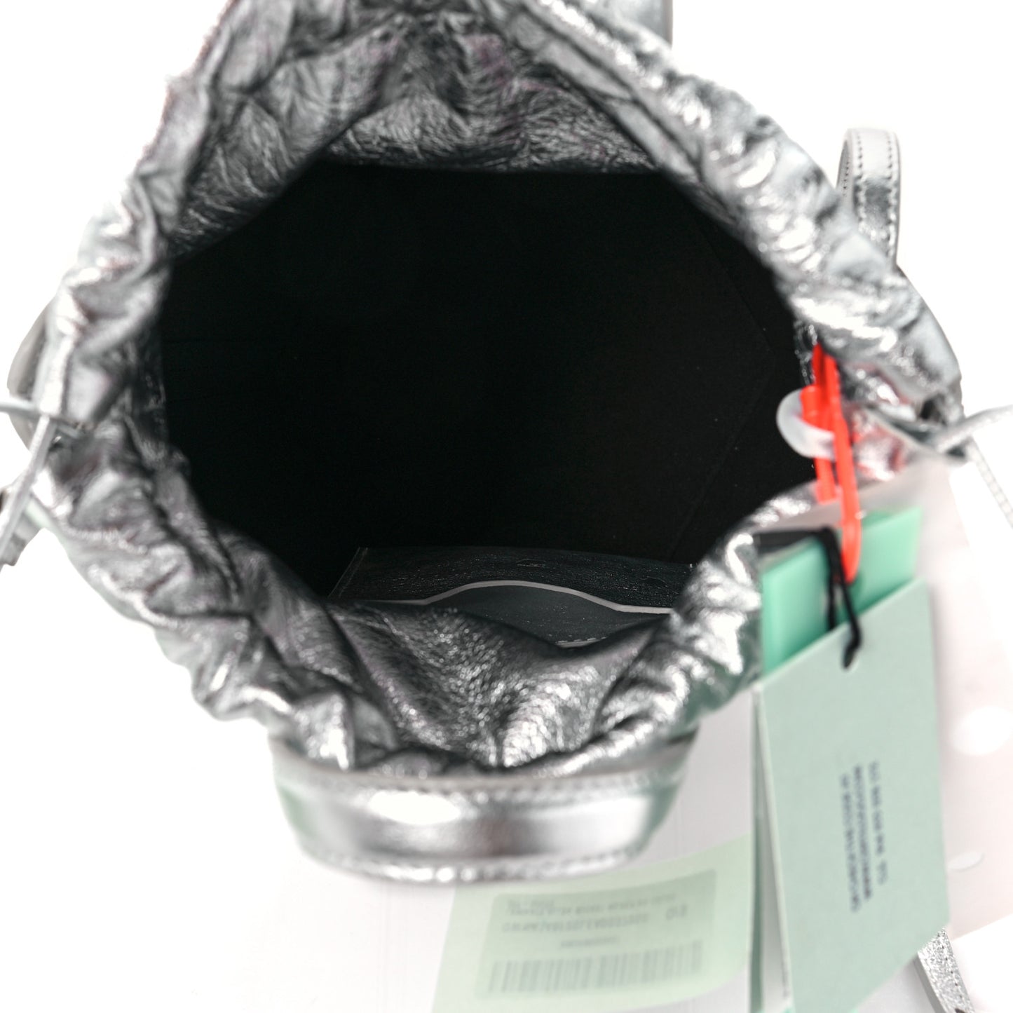 Laminated Calfskin Allen Bucket Bag Silver