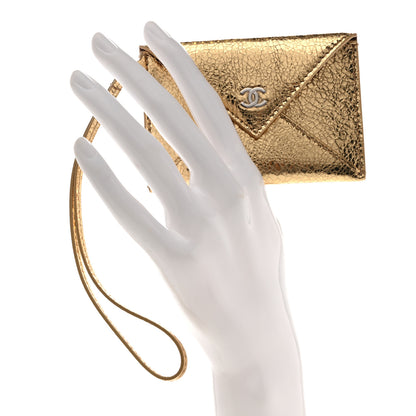 Chanel Metallic Lambskin Card Holder With Strap Gold 2 of 8