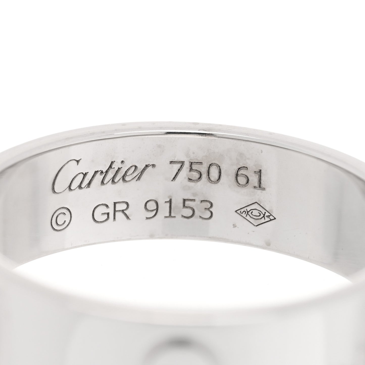 18K White Gold 5.5mm LOVE Ring 61 9.5