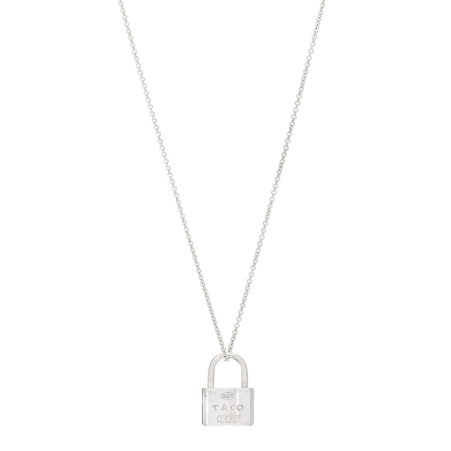 Tiffany Sterling Silver 1837 Lock Charm Pendant Necklace 1 of 5