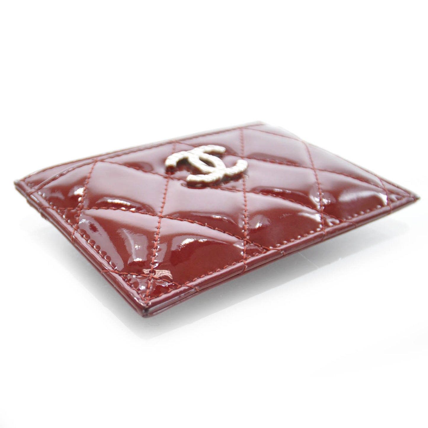 Brilliant Patent Card Holder Red