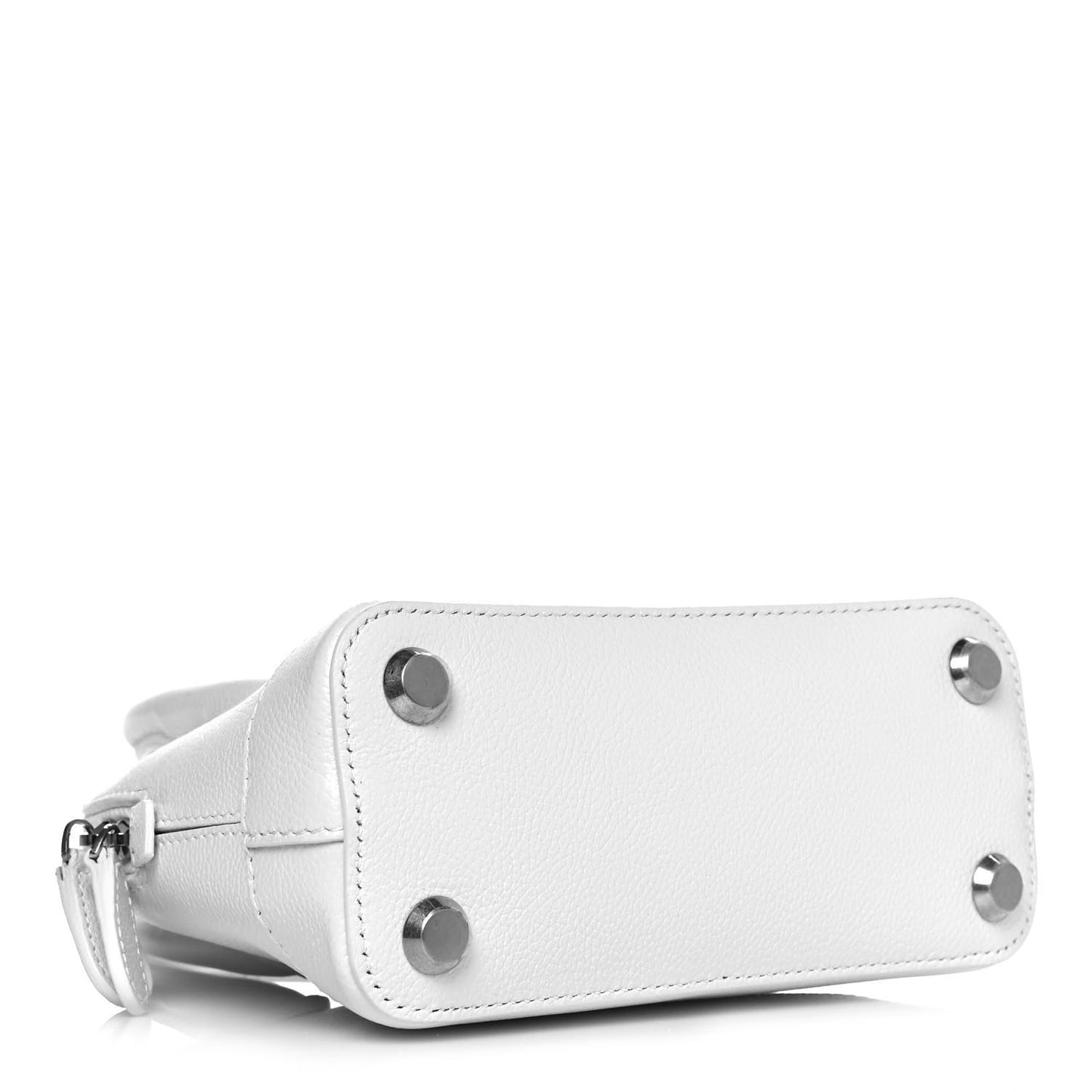 Grained Calfskin XXS Ville Top Handle Bag White Black