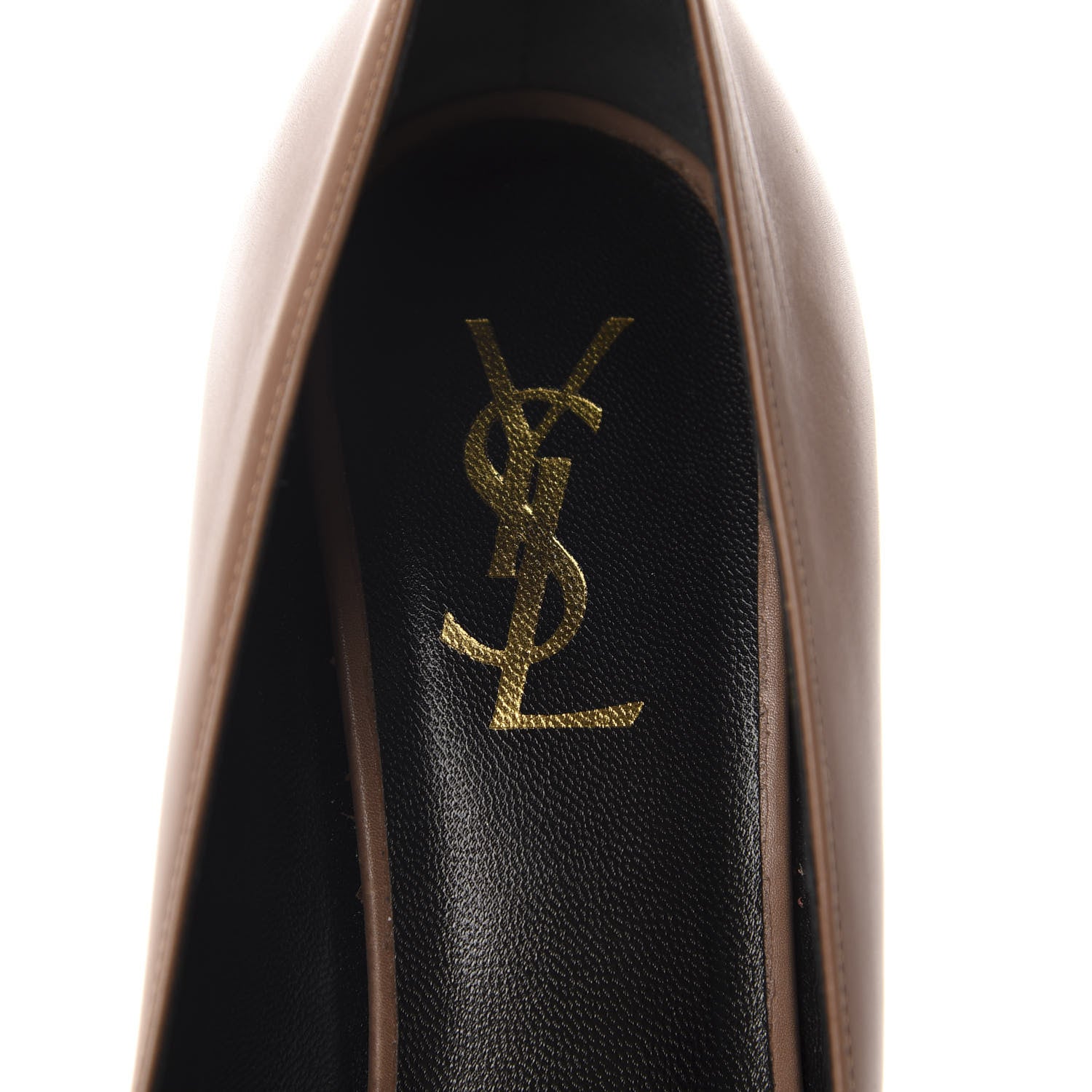 Saint Laurent Calfskin Vitello Vernice Tribtoo 105 Pumps 38 Nude Black 7 of 11