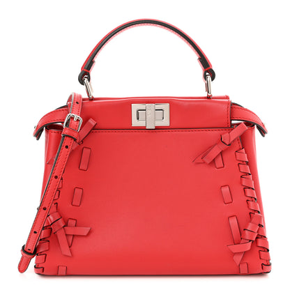 Fendi Vitello Seta Century Nappa Whipstitch Mini Peekaboo Iconic Satchel Fiamma 1 of 10