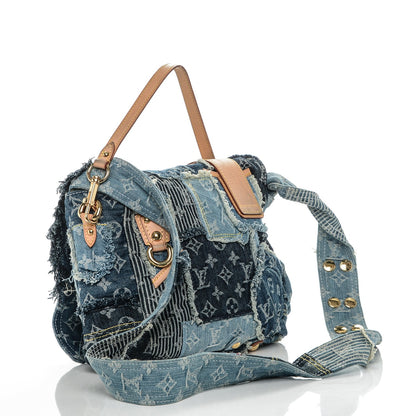Louis Vuitton Denim Patchwork Posty Messenger Bag Blue 3 of 10