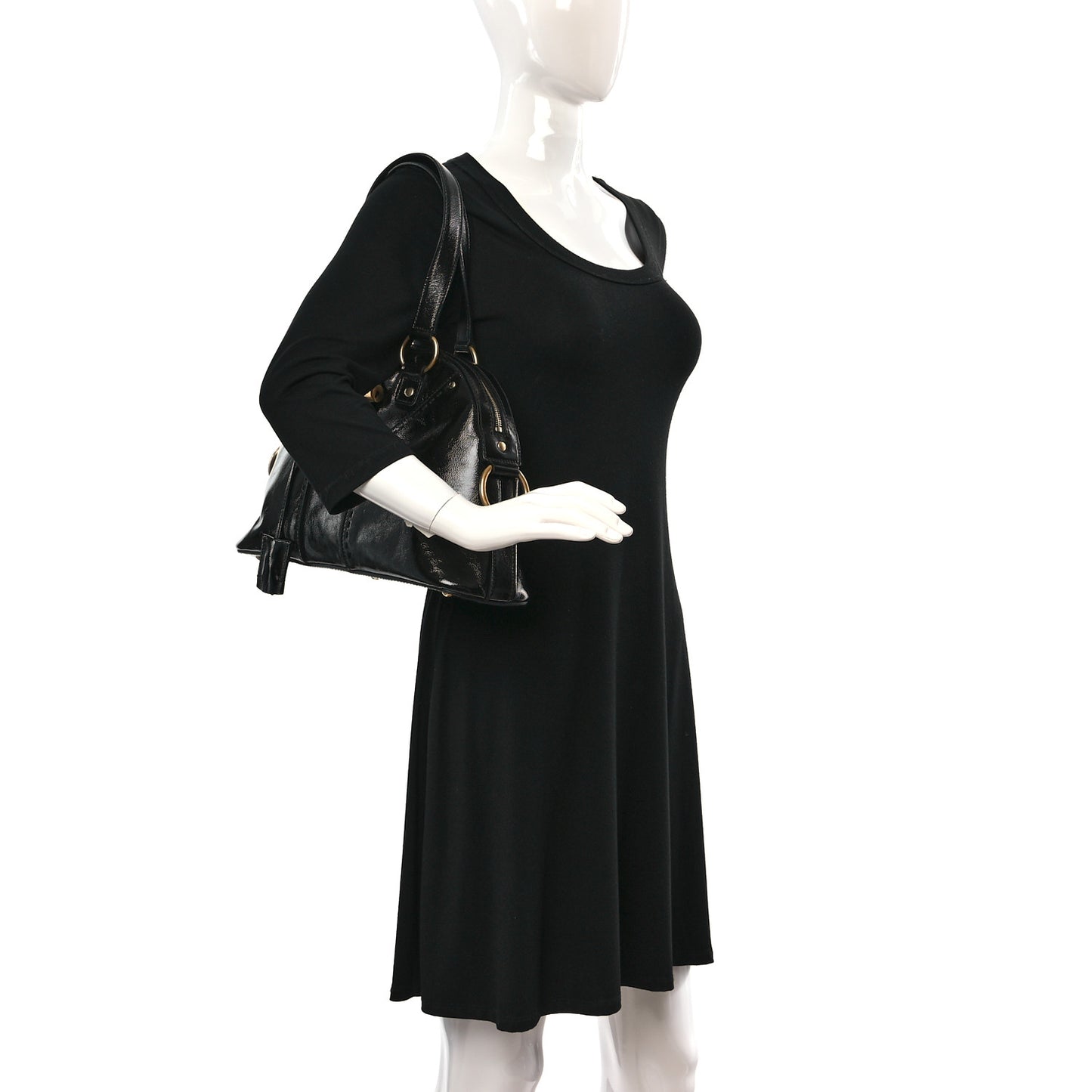 Textured Patent Calfskin Medium Muse Black