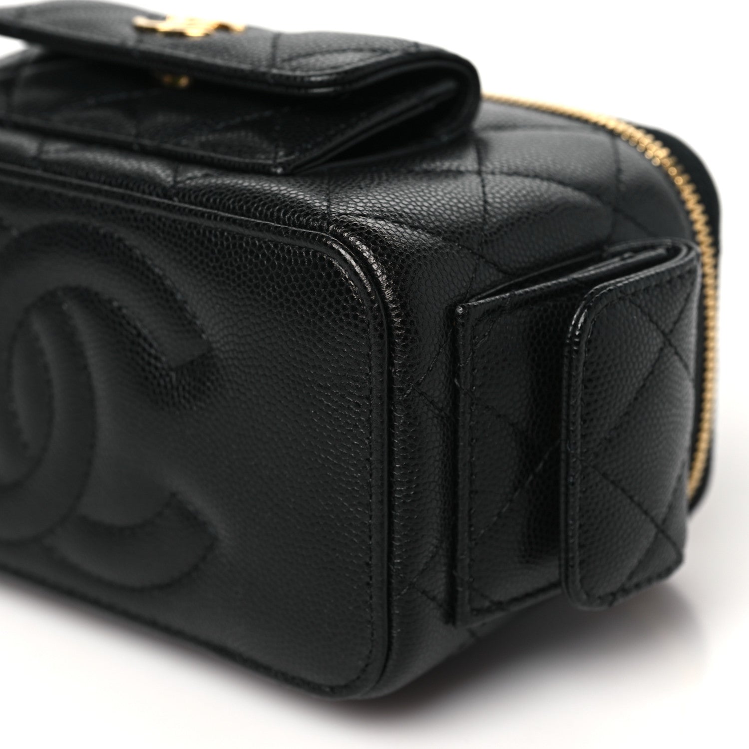 Chanel Caviar Quilted Polly Pocket East West Top Vanity With Chain Black 10 of 10