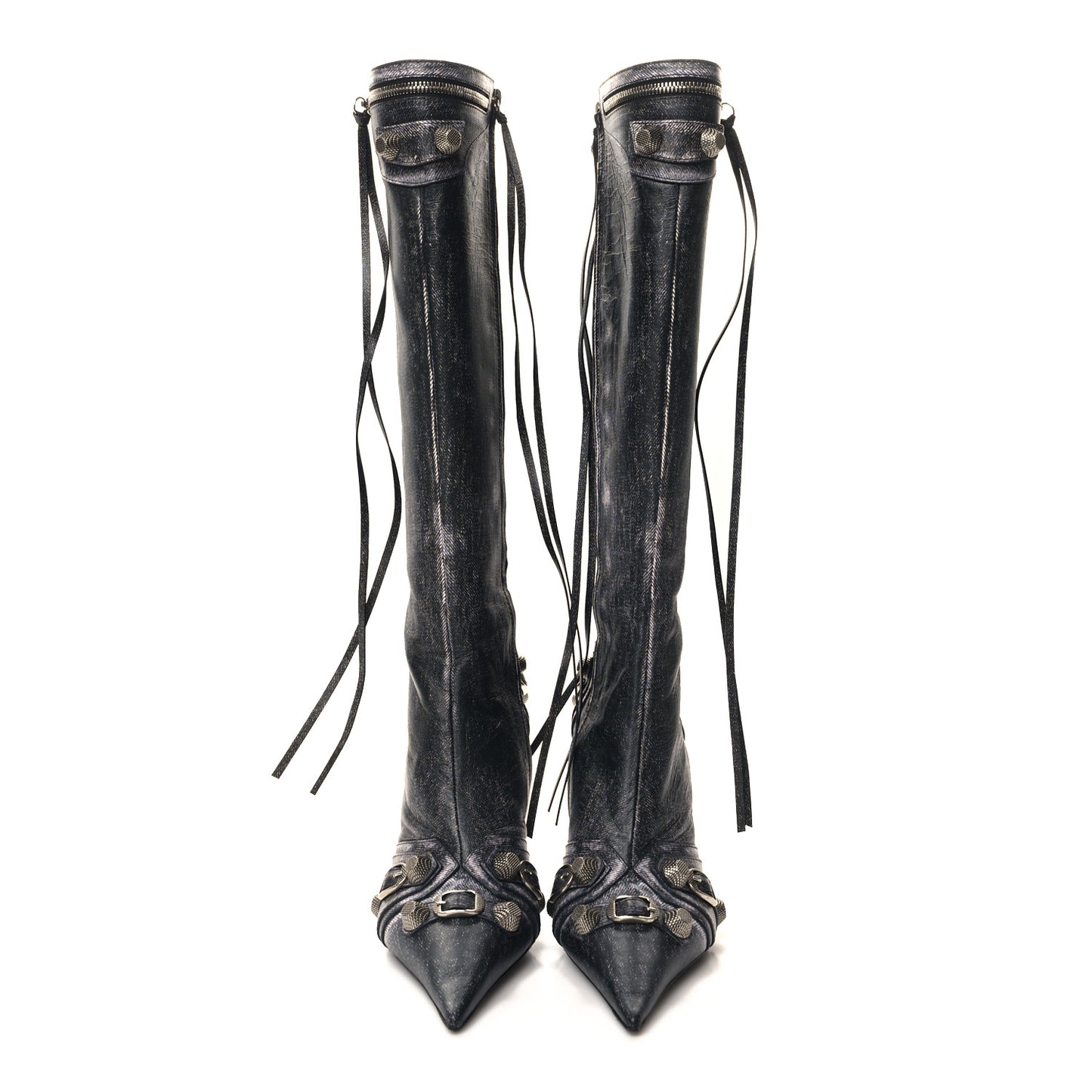 Nappa Denim Printed Cagole 90mm Boots 40 Black
